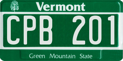 VT license plate CPB201