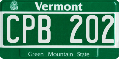 VT license plate CPB202