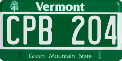 VT license plate CPB204