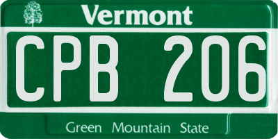 VT license plate CPB206