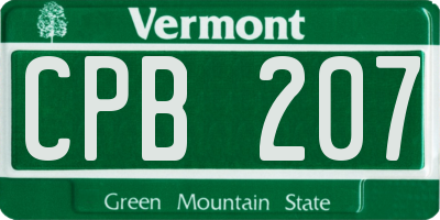 VT license plate CPB207