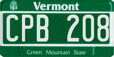 VT license plate CPB208