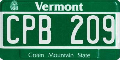 VT license plate CPB209