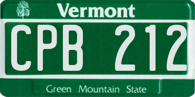 VT license plate CPB212