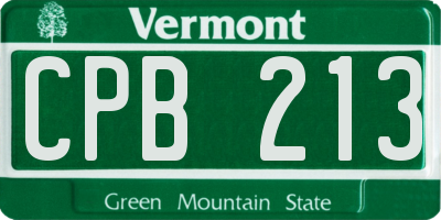 VT license plate CPB213