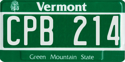 VT license plate CPB214