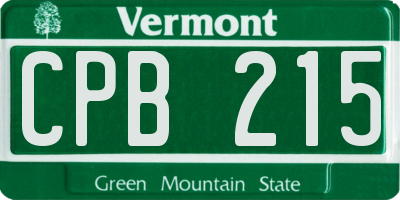 VT license plate CPB215