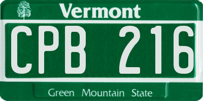 VT license plate CPB216