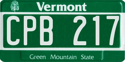 VT license plate CPB217