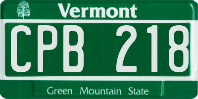 VT license plate CPB218