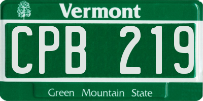 VT license plate CPB219