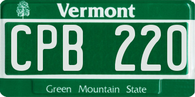 VT license plate CPB220
