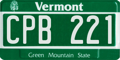 VT license plate CPB221