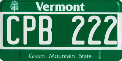 VT license plate CPB222