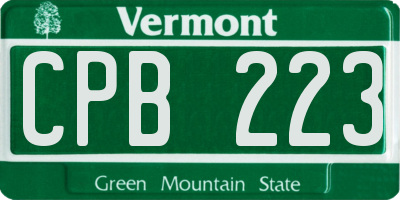 VT license plate CPB223