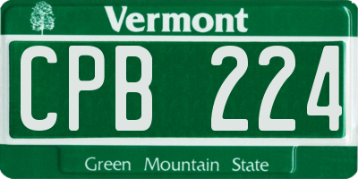 VT license plate CPB224