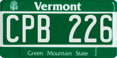VT license plate CPB226