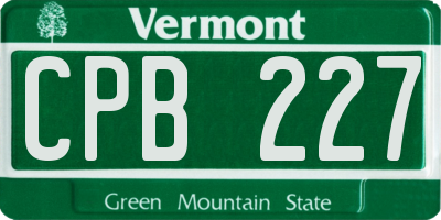 VT license plate CPB227