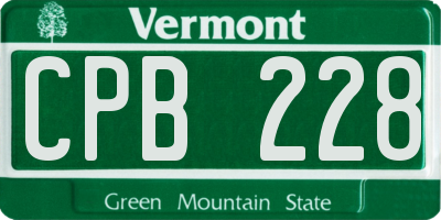 VT license plate CPB228