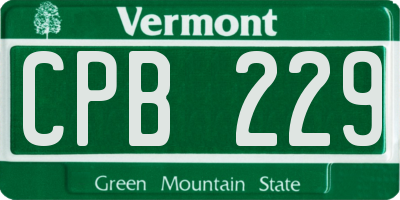 VT license plate CPB229