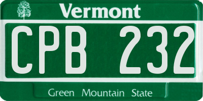 VT license plate CPB232