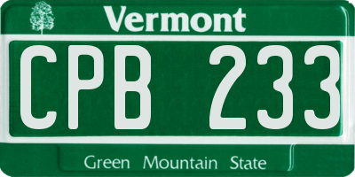 VT license plate CPB233