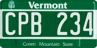VT license plate CPB234