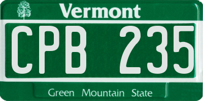 VT license plate CPB235