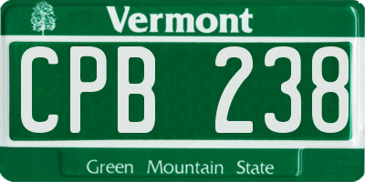 VT license plate CPB238