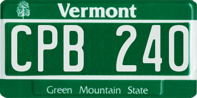 VT license plate CPB240