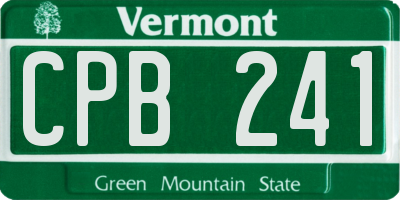 VT license plate CPB241