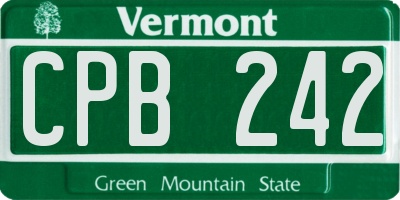 VT license plate CPB242