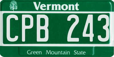 VT license plate CPB243