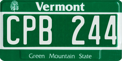 VT license plate CPB244