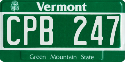 VT license plate CPB247