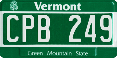 VT license plate CPB249