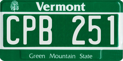 VT license plate CPB251