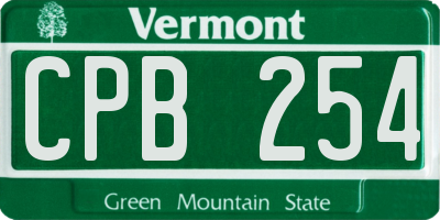 VT license plate CPB254