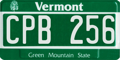 VT license plate CPB256