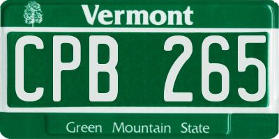 VT license plate CPB265