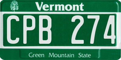 VT license plate CPB274