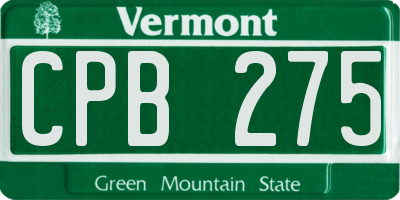 VT license plate CPB275