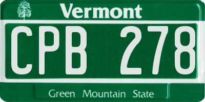 VT license plate CPB278