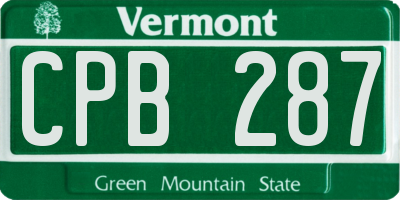 VT license plate CPB287
