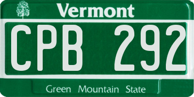 VT license plate CPB292