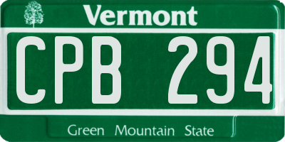 VT license plate CPB294