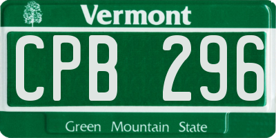 VT license plate CPB296