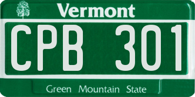 VT license plate CPB301