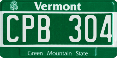 VT license plate CPB304