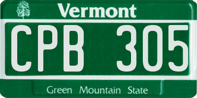 VT license plate CPB305